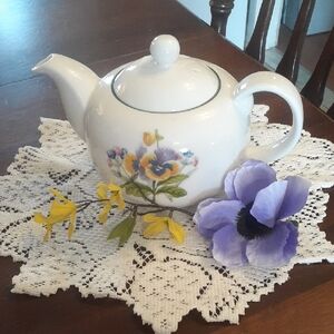 Royal Vale Pansies & Violet Teapot Made In England